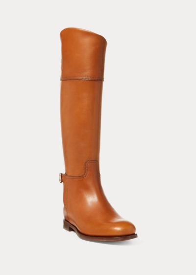 Botas Ralph Lauren Mujer Marrom - Sallen Calfskin Riding - NBPEA3862